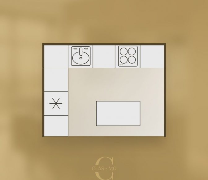 plano cocina con isla